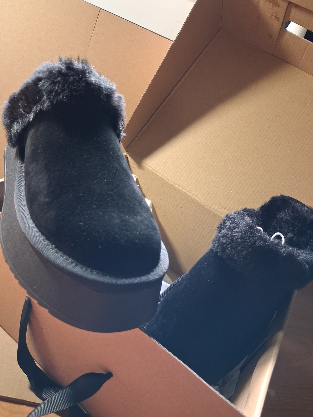 Black Faux Fur Platform Slip-On Women’s Shoe